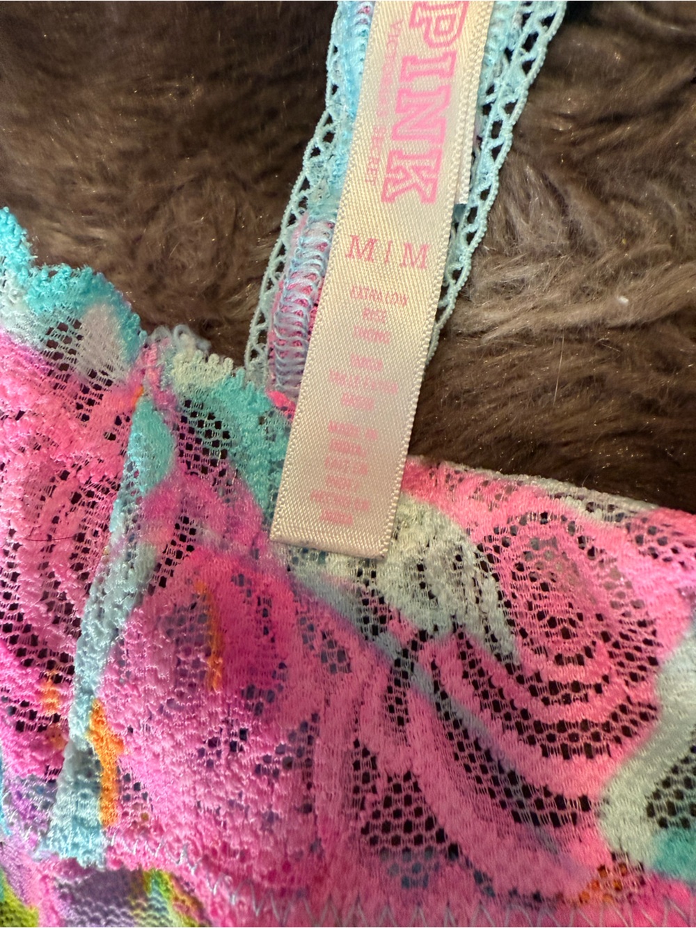 PINK Victoria's Secret Lace Women’s Panties in Pink & Aqua Floral - Picture 3 of 3